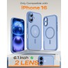 TOCOL Coque Magnétique pour iPhone 16 6,1 Pouces, Compatible avec MagSafe, Protection de l'objectif améliorée, Coque Mat Translu