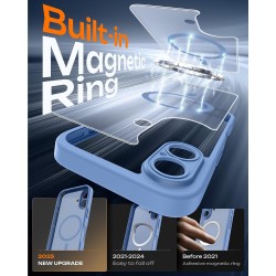 TOCOL Coque Magnétique pour iPhone 16 6,1 Pouces, Compatible avec MagSafe, Protection de l'objectif améliorée, Coque Mat Translu