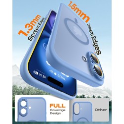 TOCOL Coque Magnétique pour iPhone 16 6,1 Pouces, Compatible avec MagSafe, Protection de l'objectif améliorée, Coque Mat Translu