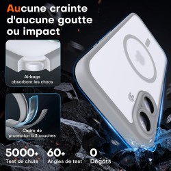 TOCOL Coque Magnétique pour iPhone 16 6,1 Pouces, Compatible avec MagSafe, Protection de l'objectif améliorée, Coque Mat Translu