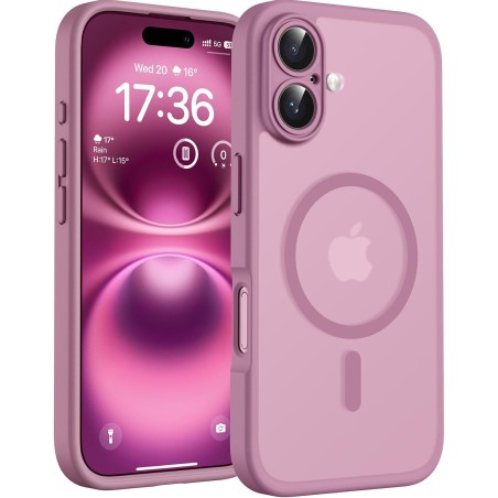 TOCOL Coque Magnétique pour iPhone 16 6,1 Pouces, Compatible avec MagSafe, Protection de l'objectif améliorée, Coque Mat Translu