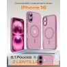 TOCOL Coque Magnétique pour iPhone 16 6,1 Pouces, Compatible avec MagSafe, Protection de l'objectif améliorée, Coque Mat Translu