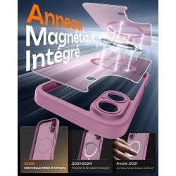 TOCOL Coque Magnétique pour iPhone 16 6,1 Pouces, Compatible avec MagSafe, Protection de l'objectif améliorée, Coque Mat Translu