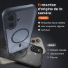 TOCOL Coque Magnétique pour iPhone 16 6,1 Pouces, Compatible avec MagSafe, Protection de l'objectif améliorée, Coque Mat Translu