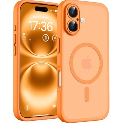 Tocol coque magnétique pour iphone 16 6,1 pouces, compatible avec magsafe, protection de l'objectif améliorée, coque mat translu