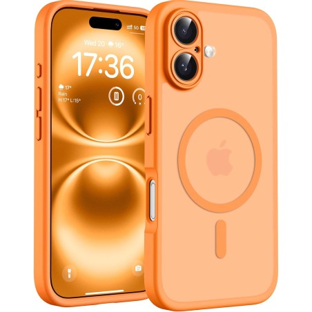Tocol coque magnétique pour iphone 16 6,1 pouces, compatible avec magsafe, protection de l'objectif améliorée, coque mat translu
