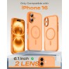 Tocol coque magnétique pour iphone 16 6,1 pouces, compatible avec magsafe, protection de l'objectif améliorée, coque mat translu