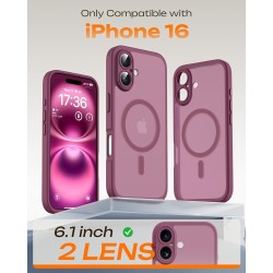 TOCOL Coque Magnétique pour iPhone 16 6,1 Pouces, Compatible avec MagSafe, Protection de l'objectif améliorée, Coque Mat Translu