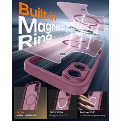 TOCOL Coque Magnétique pour iPhone 16 6,1 Pouces, Compatible avec MagSafe, Protection de l'objectif améliorée, Coque Mat Translu