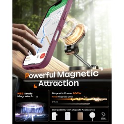 TOCOL Coque Magnétique pour iPhone 16 6,1 Pouces, Compatible avec MagSafe, Protection de l'objectif améliorée, Coque Mat Translu