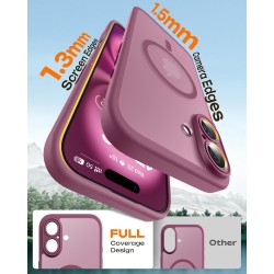 TOCOL Coque Magnétique pour iPhone 16 6,1 Pouces, Compatible avec MagSafe, Protection de l'objectif améliorée, Coque Mat Translu