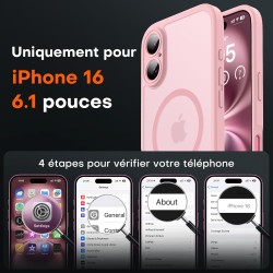 TOCOL Coque Magnétique pour iPhone 16 6,1 Pouces, Compatible avec MagSafe, Protection de l'objectif améliorée, Coque Mat Translu