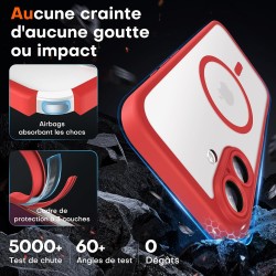 TOCOL Coque Magnétique pour iPhone 16 6,1 Pouces, Compatible avec MagSafe, Protection de l'objectif améliorée, Coque Mat Translu
