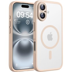 TOCOL Coque Magnétique pour iPhone 16 6,1 Pouces, Compatible avec MagSafe, Protection de l'objectif améliorée, Coque Mat Translu