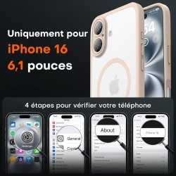 TOCOL Coque Magnétique pour iPhone 16 6,1 Pouces, Compatible avec MagSafe, Protection de l'objectif améliorée, Coque Mat Translu