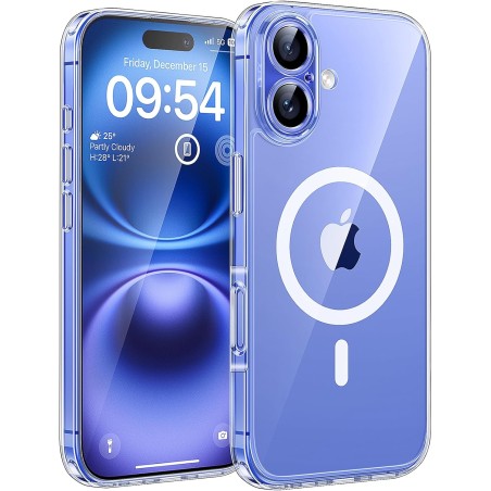 TOCOL Coque Magnétique pour iPhone 16 6,1 Pouces, Compatible avec MagSafe, Pas Facile à Jaunir, Protection de l'objectif amélior
