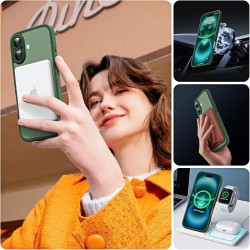 TOCOL Coque Magnétique pour iPhone 16 6,1 Pouces, Compatible avec MagSafe, Protection de l'objectif améliorée, Coque Mat Translu