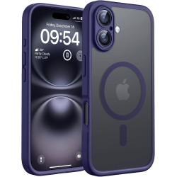 TOCOL Coque Magnétique pour iPhone 16 6,1 Pouces, Compatible avec MagSafe, Protection de l'objectif améliorée, Coque Mat Translu