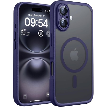 TOCOL Coque Magnétique pour iPhone 16 6,1 Pouces, Compatible avec MagSafe, Protection de l'objectif améliorée, Coque Mat Translu
