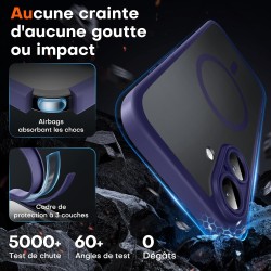 TOCOL Coque Magnétique pour iPhone 16 6,1 Pouces, Compatible avec MagSafe, Protection de l'objectif améliorée, Coque Mat Translu