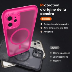TOCOL Coque Magnétique pour iPhone 11 6,1 Pouces, Compatible avec MagSafe, Protection de l'objectif améliorée, Coque Mat Translu