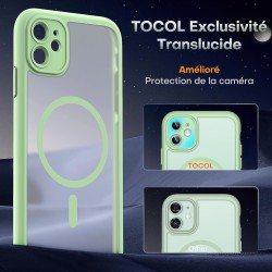 TOCOL Coque Magnétique pour iPhone 11 6,1 Pouces, Compatible avec MagSafe, Protection de l'objectif améliorée, Coque Mat Translu
