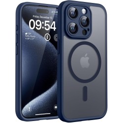 TOCOL Coque Magnétique pour iPhone 15 Pro 6,1 Pouces, Compatible avec MagSafe, Protection de l'objectif améliorée, Coque Mat Tra
