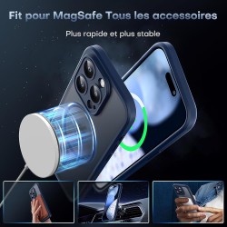 TOCOL Coque Magnétique pour iPhone 15 Pro 6,1 Pouces, Compatible avec MagSafe, Protection de l'objectif améliorée, Coque Mat Tra