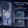 TOCOL Coque Magnétique pour iPhone 15 Pro 6,1 Pouces, Compatible avec MagSafe, Protection de l'objectif améliorée, Coque Mat Tra