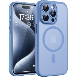 TOCOL Coque Magnétique pour iPhone 15 Pro 6,1 Pouces, Compatible avec MagSafe, Protection de l'objectif améliorée, Coque Mat Tra