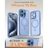 TOCOL Coque Magnétique pour iPhone 15 Pro 6,1 Pouces, Compatible avec MagSafe, Protection de l'objectif améliorée, Coque Mat Tra