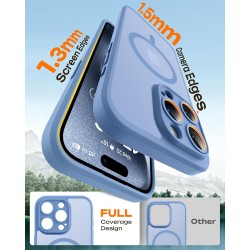 TOCOL Coque Magnétique pour iPhone 15 Pro 6,1 Pouces, Compatible avec MagSafe, Protection de l'objectif améliorée, Coque Mat Tra