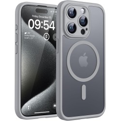 TOCOL Coque Magnétique pour iPhone 15 Pro 6,1 Pouces, Compatible avec MagSafe, Protection de l'objectif améliorée, Coque Mat Tra