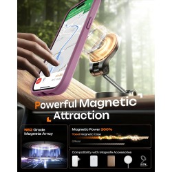 TOCOL Coque Magnétique pour iPhone 15 Pro 6,1 Pouces, Compatible avec MagSafe, Protection de l'objectif améliorée, Coque Mat Tra