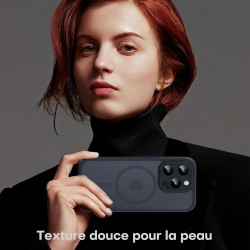TOCOL Coque Magnétique pour iPhone 15 Pro 6,1 Pouces, Compatible avec MagSafe, Protection de l'objectif améliorée, Coque Mat Tra