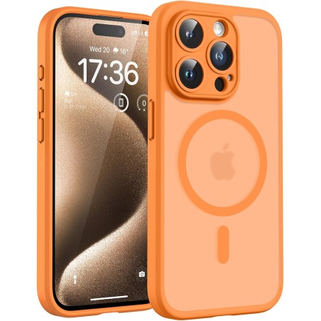 Tocol coque magnétique pour iphone 15 pro 6,1 pouces, compatible avec magsafe, protection de l'objectif améliorée, coque mat tra