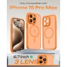 Tocol coque magnétique pour iphone 15 pro 6,1 pouces, compatible avec magsafe, protection de l'objectif améliorée, coque mat tra