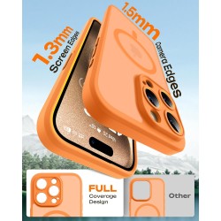 Tocol coque magnétique pour iphone 15 pro 6,1 pouces, compatible avec magsafe, protection de l'objectif améliorée, coque mat tra