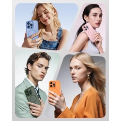 Tocol coque magnétique pour iphone 15 pro 6,1 pouces, compatible avec magsafe, protection de l'objectif améliorée, coque mat tra