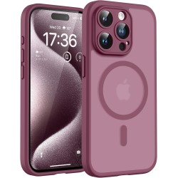 TOCOL Coque Magnétique pour iPhone 15 Pro 6,1 Pouces, Compatible avec MagSafe, Protection de l'objectif améliorée, Coque Mat Tra