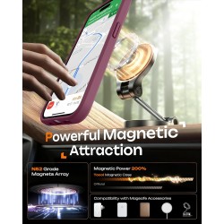 TOCOL Coque Magnétique pour iPhone 15 Pro 6,1 Pouces, Compatible avec MagSafe, Protection de l'objectif améliorée, Coque Mat Tra