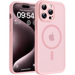 TOCOL Coque Magnétique pour iPhone 15 Pro 6,1 Pouces, Compatible avec MagSafe, Protection de l'objectif améliorée, Coque Mat Tra