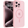TOCOL Coque Magnétique pour iPhone 15 Pro 6,1 Pouces, Compatible avec MagSafe, Protection de l'objectif améliorée, Coque Mat Tra