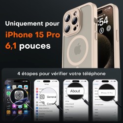 TOCOL Coque Magnétique pour iPhone 15 Pro 6,1 Pouces, Compatible avec MagSafe, Protection de l'objectif améliorée, Coque Mat Tra