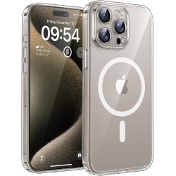 TOCOL Coque Magnétique pour iPhone 15 Pro 6,1 Pouces, Compatible avec MagSafe, Pas Facile à Jaunir, Protection de l'objectif amé