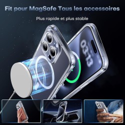 TOCOL Coque Magnétique pour iPhone 15 Pro 6,1 Pouces, Compatible avec MagSafe, Pas Facile à Jaunir, Protection de l'objectif amé