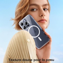TOCOL Coque Magnétique pour iPhone 15 Pro 6,1 Pouces, Compatible avec MagSafe, Pas Facile à Jaunir, Protection de l'objectif amé