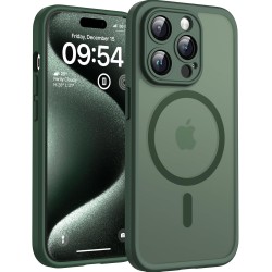 TOCOL Coque Magnétique pour iPhone 15 Pro 6,1 Pouces, Compatible avec MagSafe, Protection de l'objectif améliorée, Coque Mat Tra