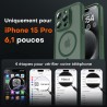 TOCOL Coque Magnétique pour iPhone 15 Pro 6,1 Pouces, Compatible avec MagSafe, Protection de l'objectif améliorée, Coque Mat Tra
