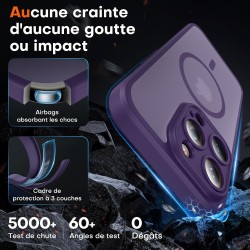 TOCOL Coque Magnétique pour iPhone 15 Pro 6,1 Pouces, Compatible avec MagSafe, Protection de l'objectif améliorée, Coque Mat Tra